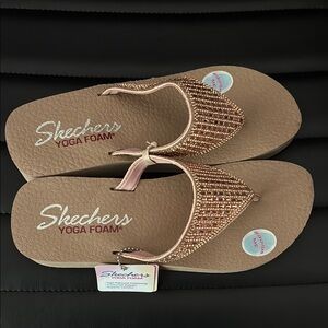 Skechers Women's Sandals with Gold and Tan Accents